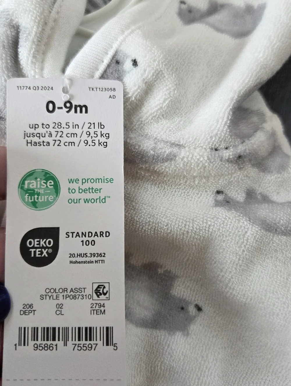 Carter's Just One You Baby Polar Bear Hooded Robe White 0-9M NWT